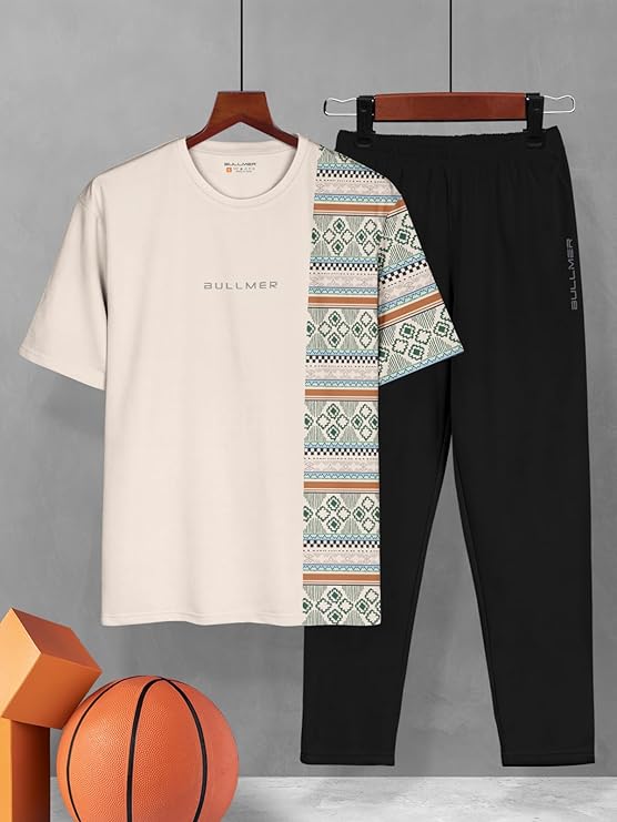 BULLMER Trendy Clothing Set with Oversized T-Shirt & Pants Co-ords for Men