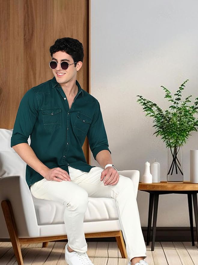 Kuons Avenue Men's Regular Fit Denim Casual Shirt