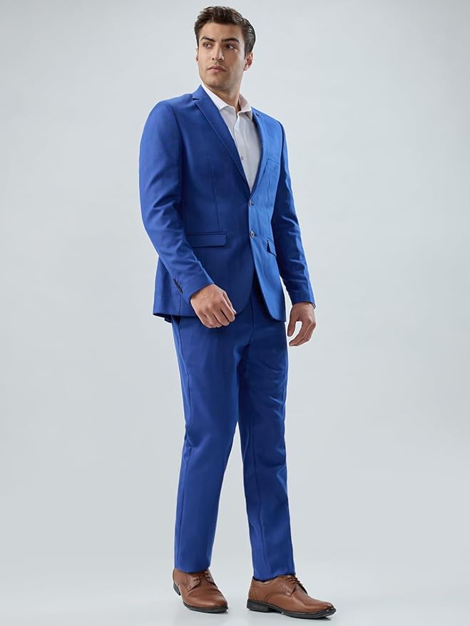 Raymond Men Slim Fit Checks Pattern Poly Viscose Blend