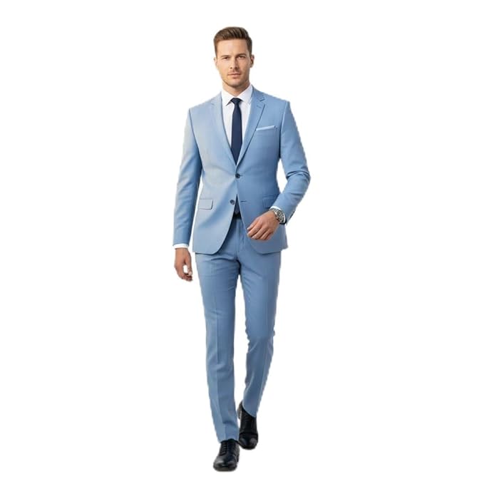 Generic Premium Men's Formal Light Blue Slim Fit Business Suit thumb 1