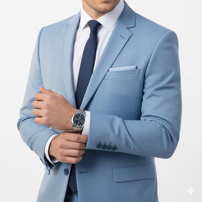 Generic Premium Men's Formal Light Blue Slim Fit Business Suit thumb 2