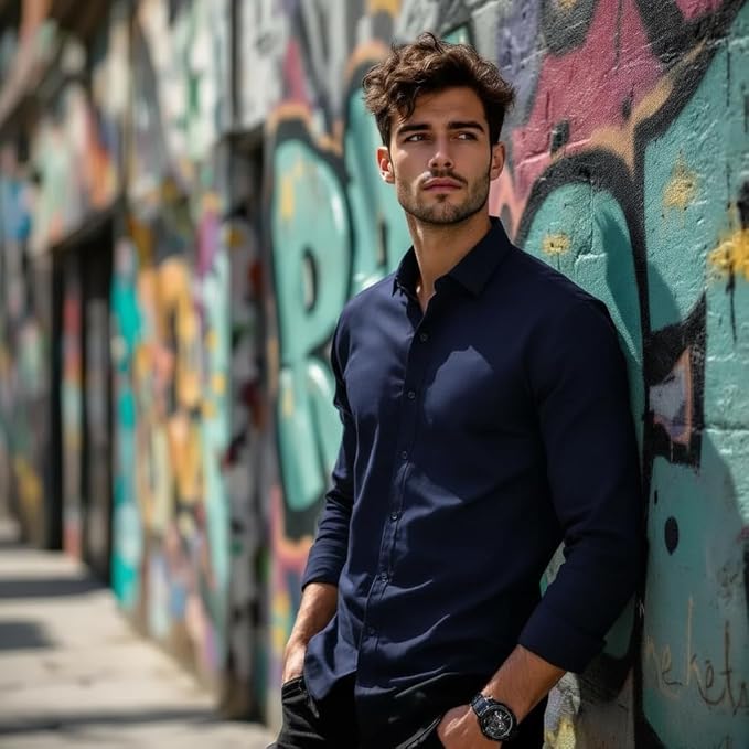 Glowic Men's Plain Casual Shirt | Cotton Soft & Breathable Fabric | Full Sleeve Comfort Fit Stylish Solid Shirts for Office thumb 2