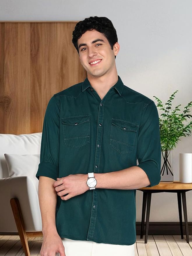 Kuons Avenue Men's Regular Fit Denim Casual Shirt thumb 2