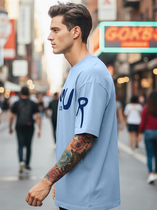 LEOTUDE Half Sleeve Cottonblend Graphic Print Round Neck Drop Shoulder thumb 1