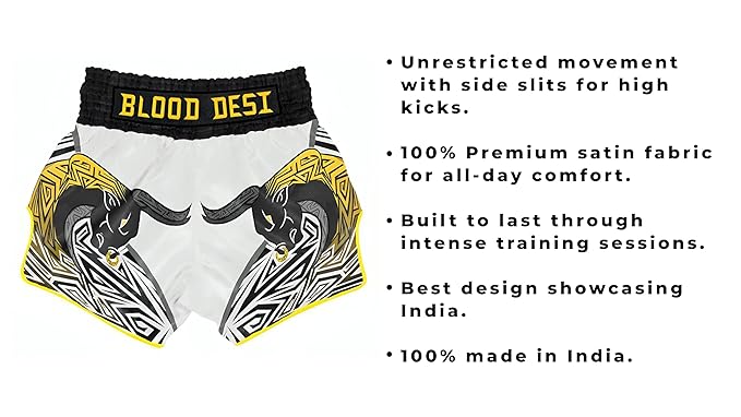 BLOOD DESI Men's Muay Thai Shorts - Premium Fitness Shorts for MMA thumb 2
