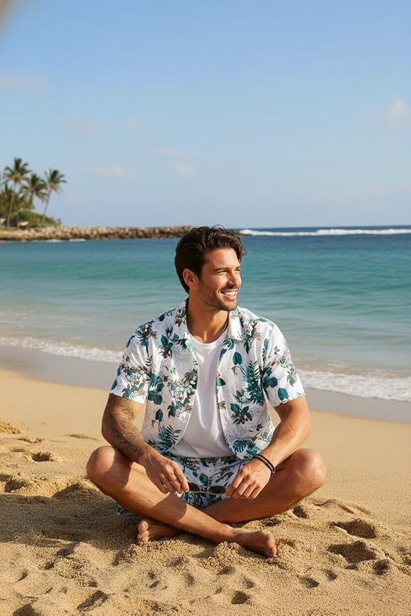 zilcon Men's Matching Set Summer Beach 2 Piece Outfits Floral thumb 1
